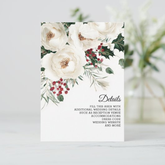 赤エレガント白の冬のクリ結婚スマス エンクロージャーカード (スタンド正面)