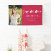 赤エレガント白の卒業写真 横断幕 (インサイチュ)