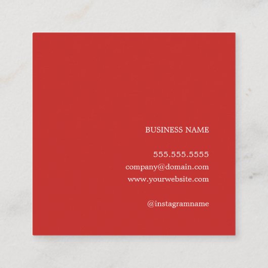 赤エレガント白の美しいコンサルタはっきりしたント スクエア名刺 (裏面)