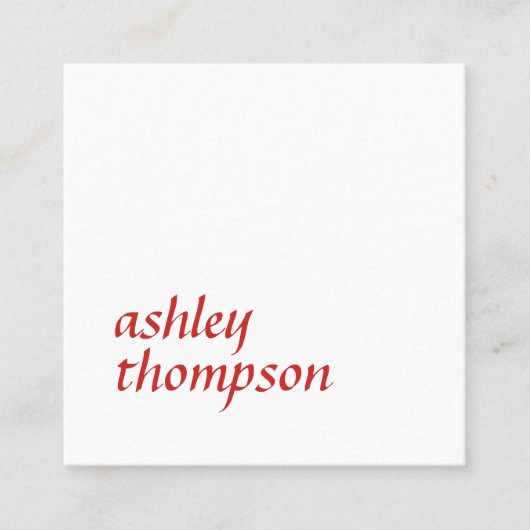 赤エレガント白の美しいコンサルタはっきりしたント スクエア名刺 (正面)