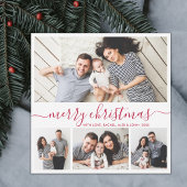 赤エレガント白の雪片クリスマス シーズンカード