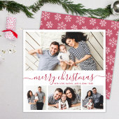 赤エレガント白の雪片クリスマス シーズンカード