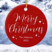 赤エレガント白カスタムメリークリスマスオーナメント セラミックオーナメント