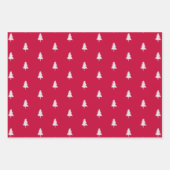 赤エレガント白クリスマスツリーパターンギフト ラッピングペーパーシート (正面3)