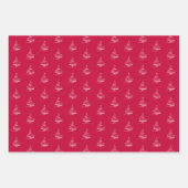 赤エレガント白クリスマスツリーパターンギフト ラッピングペーパーシート (正面)