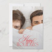 赤エレガント白クリスマス書道2枚の写真 シーズンカード (正面)