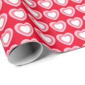 赤エレガント白ハートバレンタインデーのパターン ラッピングペーパー (ロールコーナー)