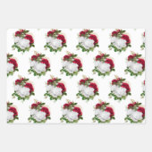 赤エレガント白バラブーケ ラッピングペーパーシート (正面3)