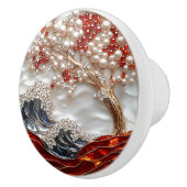 赤エレガント白パールダイヤモンド海波 セラミックノブ (右)