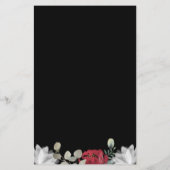 赤エレガント白フローラ緑の結婚式の招待 (裏面)