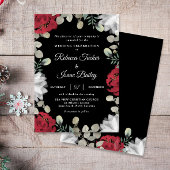 赤エレガント白フローラ緑オンブラック結婚ズ 招待状