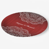 赤エレガント白マンダラインディアンヒンドゥー結婚ズ ペーパープレート (アングル)