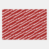 赤エレガント白メリークリスマスハッピーホリデー ラッピングペーパーシート (正面)