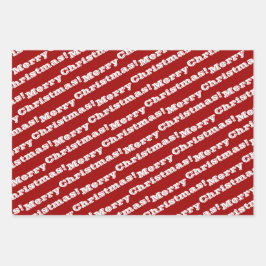 赤エレガント白メリークリスマスハッピーホリデー ラッピングペーパーシート