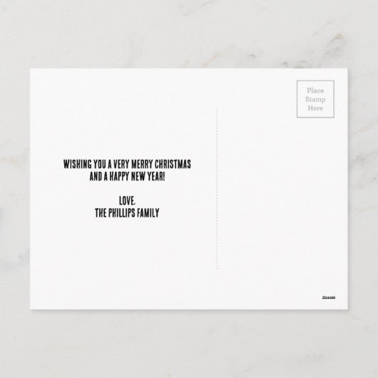 赤エレガント白メリークリスマス シーズンポストカード (裏面)