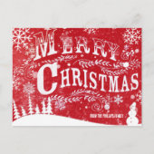 赤エレガント白メリークリスマス シーズンポストカード (正面)