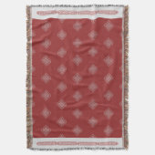 赤エレガント白モンゴルパタ伝統的ーン スローブランケット (正面縦)