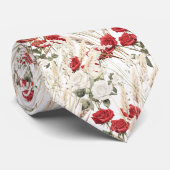 赤エレガント白ローゼボタニカルネックタイ ネクタイ (ロール)