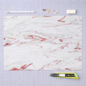 赤エレガント白大理石フェイククリスマス 薄葉紙 (クラフト)