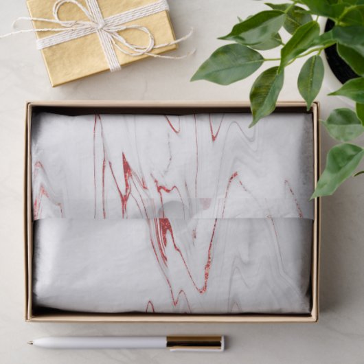 赤エレガント白大理石フェイククリスマス 薄葉紙 (ギフト)