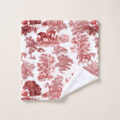 赤エレガント白素朴馬トイル バスタオルセット (ウォッシュタオル)