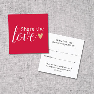 赤エレガント白金ゴールドハート美しいサロン 紹介カード