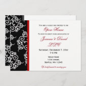 赤エレガント白黒企業のパーティの招待状 招待状 (正面/裏面)