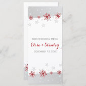 赤エレガント積雪品のメ結婚ニュー・カード メニュー (正面/裏面)