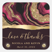 赤エレガント箔及び金ゴールドグリッターアゲート結婚ト スクエアシール (正面)