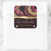 赤エレガント箔及び金ゴールドグリッターアゲート結婚ト スクエアシール (バッグ)