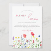 赤エレガント紅野結婚花 招待状 (正面)