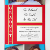 赤エレガント級写真卒業 三つ折り案内状 (内部中)