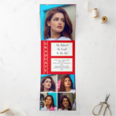 赤エレガント級写真卒業 三つ折り案内状 (内部)