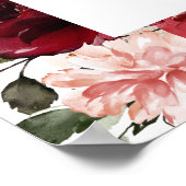 赤エレガント素朴白結婚色 ポスター (角)