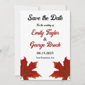 赤エレガント素朴葉ロマン秋の結婚式 セーブザデート (正面)