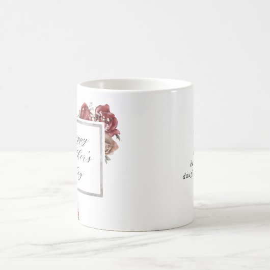 赤エレガント素朴薔薇ハッピーマザーズデイ コーヒーマグカップ (中央)