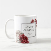 赤エレガント素朴薔薇ハッピーマザーズデイ コーヒーマグカップ (左)