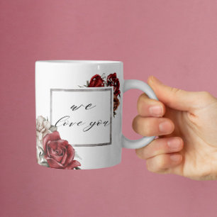 赤エレガント素朴薔薇ハッピーマザーズデイ コーヒーマグカップ