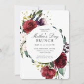 赤エレガント紫フローラ母の日ブランチ 招待状 (正面)