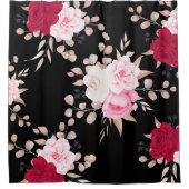 赤エレガント紫フローラ シャワーカーテン (正面)