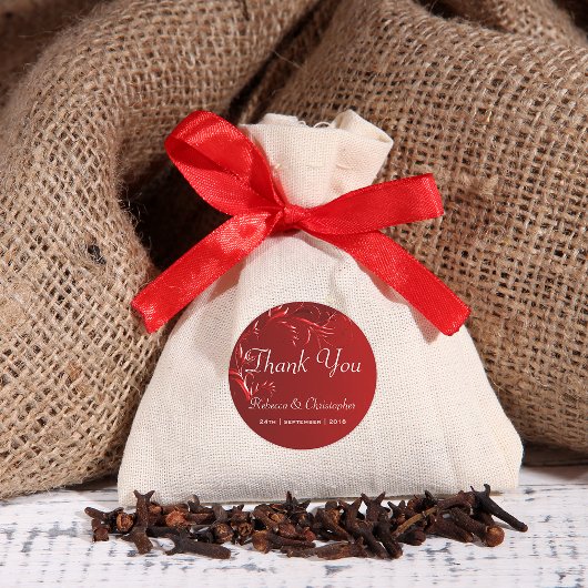 赤エレガント結婚ありがとう ラウンドシール