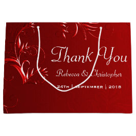 赤エレガント結婚ありがとう ラージペーパーバッグ