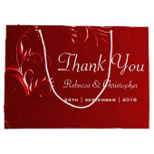 赤エレガント結婚ありがとう ラージペーパーバッグ (裏面)