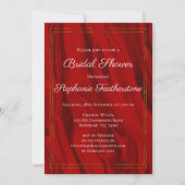 赤エレガント絹ブライダルシャワー 招待状 (正面)