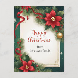 赤エレガント緑のクリスマス ポストカード