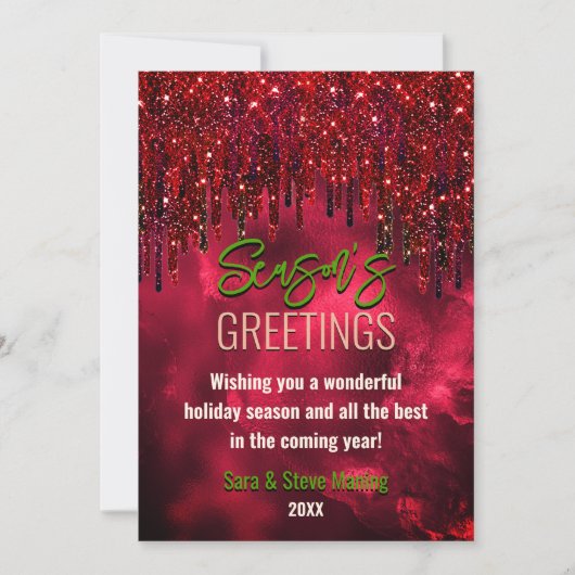 赤エレガント緑のグリッターはクリスマスの新年を乾燥させる (正面)