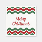 赤エレガント緑のストライプクリスマス スタンダードカクテルナプキン (正面)