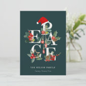 赤エレガント緑の白い平和のクリスマスリーフ シーズンカード (スタンド正面)