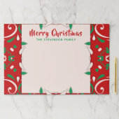 赤エレガント緑の白い縁ど聖降誕祭 ペーパーパッド (インサイチュ)