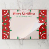 赤エレガント緑の白い縁ど聖降誕祭 ペーパーパッド (折り畳み)